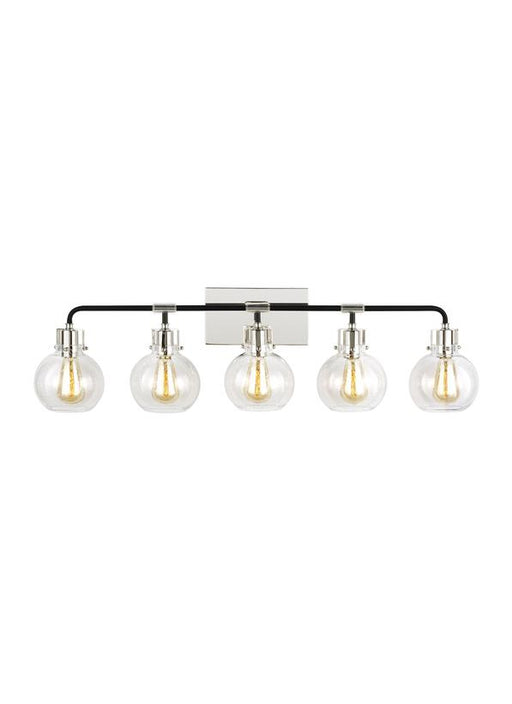 Generation Lighting Clara 5-Light Vanity Polished Nickel/Textured Black Finish With Clear Seeded Glass Shades (VS24405PN/TXB)