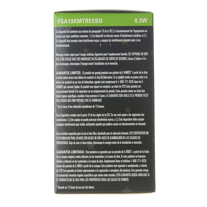 TCP A19 Shaped Filament Bulb - 0.3W 80 CRI 120V Dimmable E26 Base - Xmas Tree Base Down Green (FSA19XMTREEBD)