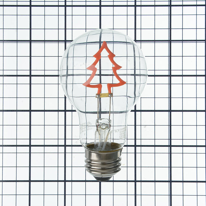 TCP A19 Shaped Filament Bulb - 0.3W 80 CRI 120V Dimmable E26 Base - Xmas Tree Red Base Down (FSA19XMTREERBD)