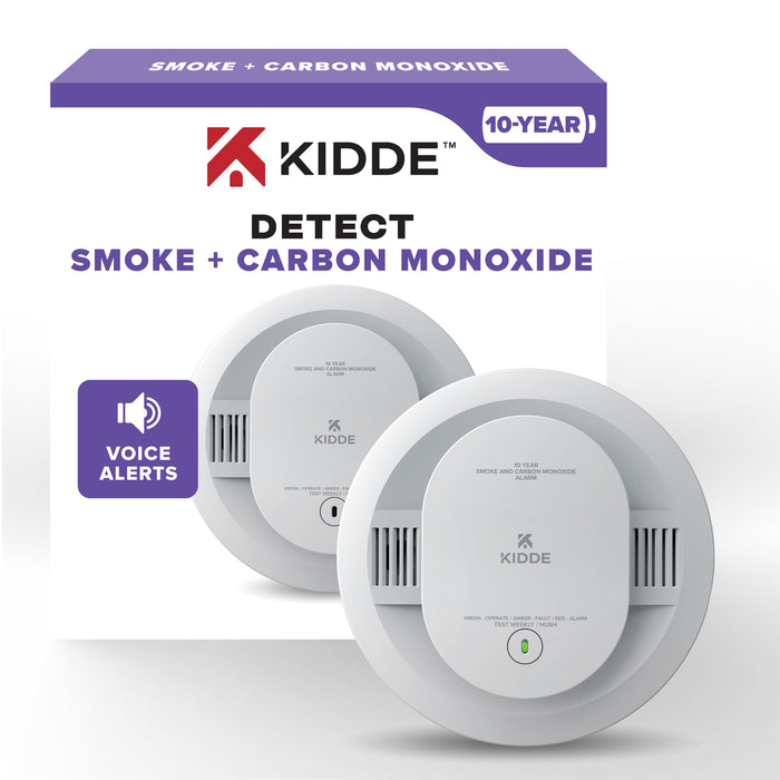 Kidde 30CUD10-V DETECT Combination Smoke And Carbon Monoxide Alarm 10-Year Battery Powered With Voice Alerts (21032779)