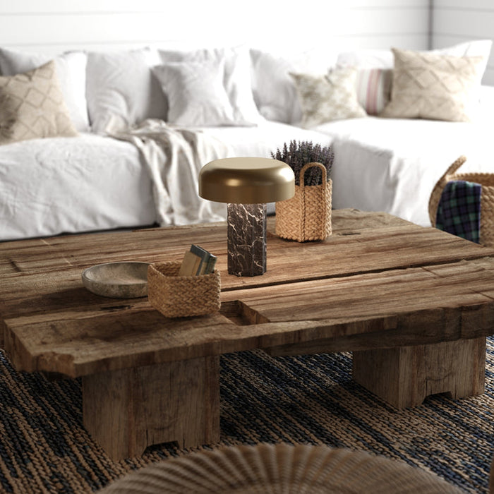 Bulbrite FLUTED COLUMN/TL/BM/BB Cordless Indoor Table Lamp Fluted Column 5.5W 3.7V 300Lm 2700K 92 CRI Black Marble/Brushed Brass (K70501)