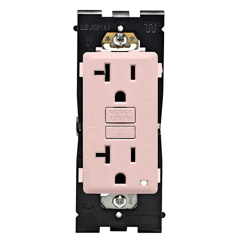 Leviton Renu 20A Tamper-Resistant Self-Test SmarlockPro GFCI Receptacle 20A 125V NEMA 5-20R Side Wired/Back Wired Fresh Pink Lemonade (RGF20-FP)