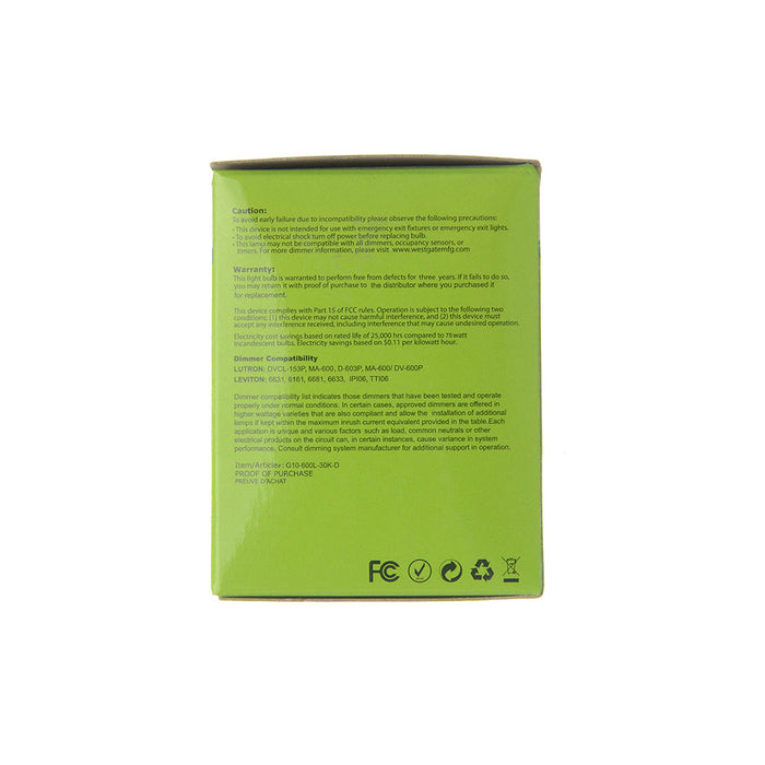 Westgate Manufacturing High Power GU10 120V 7.5W 500Lm 3000K (G10-600L-30K-D)