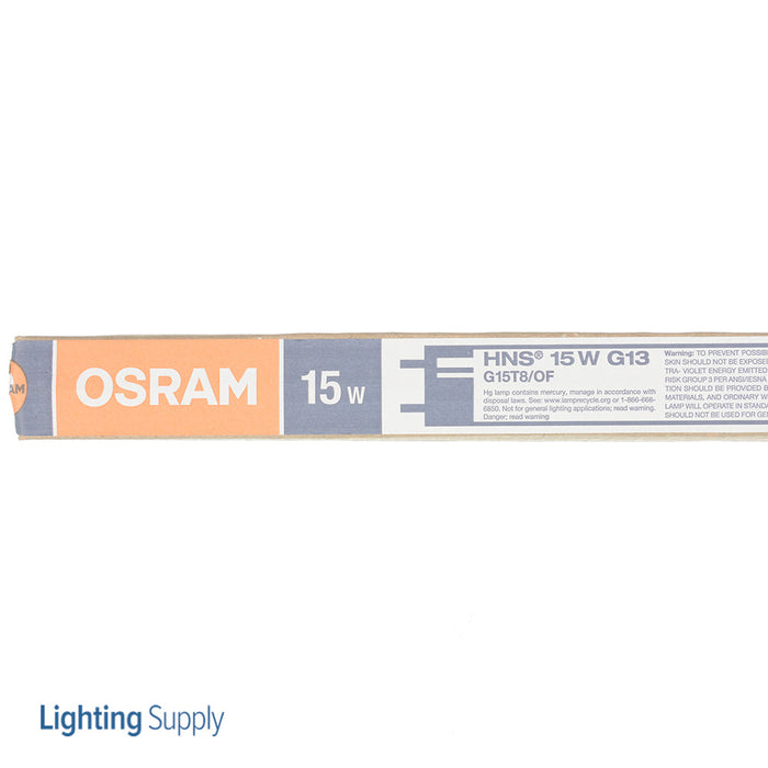 Osram G15T8/OF 17 Inch 15W 55V T8 UV-C 254nm Germicidal Tube G13 Base (21259) Warning! See Image Gallery For Important Safety Notice