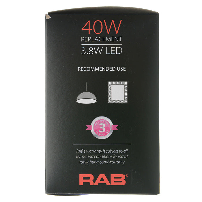 RAB Filament G25 3.8W 40W Equivalent 350Lm E26 Base 90 CRI 2200K-3000K Dimmable Clear (G25-3-E26-922/30-F-C-WGD)