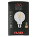 RAB Filament G25 3.8W 40W Equivalent 350Lm E26 Base 90 CRI 2200K-3000K Dimmable Clear (G25-3-E26-922/30-F-C-WGD)