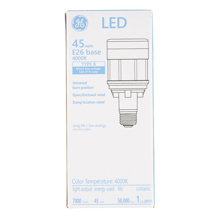 GE LED HID Type B ED17 Lamp 45W 4000K 7000Lm 70 CRI Non-Dimmable E26 Base (93148082)