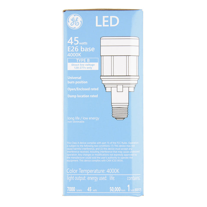 GE LED HID Type B ED17 Lamp 45W 4000K 7000Lm 70 CRI Non-Dimmable E26 Base (93148082)