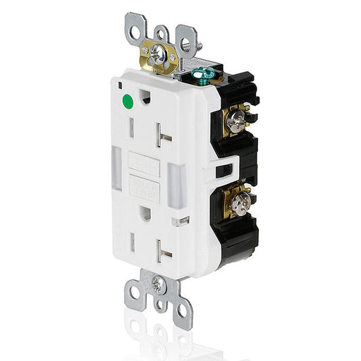 Leviton 20A SmartlockPro GFCI Receptacle/Outlet Hospital Grade Tamper-Resistant With Amber LED White (GFNL2-HWA)