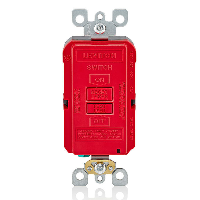 Leviton Red Self-Test GFCI Blank Face Slim Lite Receptacle/Outlet 20A 125V (GFRBF-R)