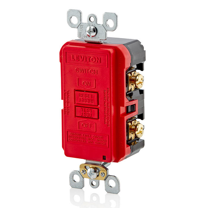 Leviton Red Self-Test GFCI Blank Face Slim Lite Receptacle/Outlet 20A 125V (GFRBF-R)