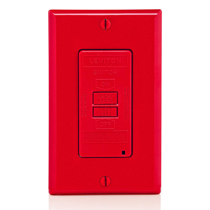 Leviton Red Self-Test GFCI Blank Face Slim Lite Receptacle/Outlet 20A 125V (GFRBF-R)