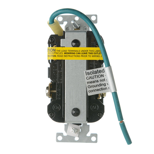 Leviton SmartlockPro Isolated Ground GFCI Duplex Receptacle Outlet Extra Heavy-Duty Industrial Spec Grade 15A 20A Feed-Through 125V Black (GFTR1-IGE)