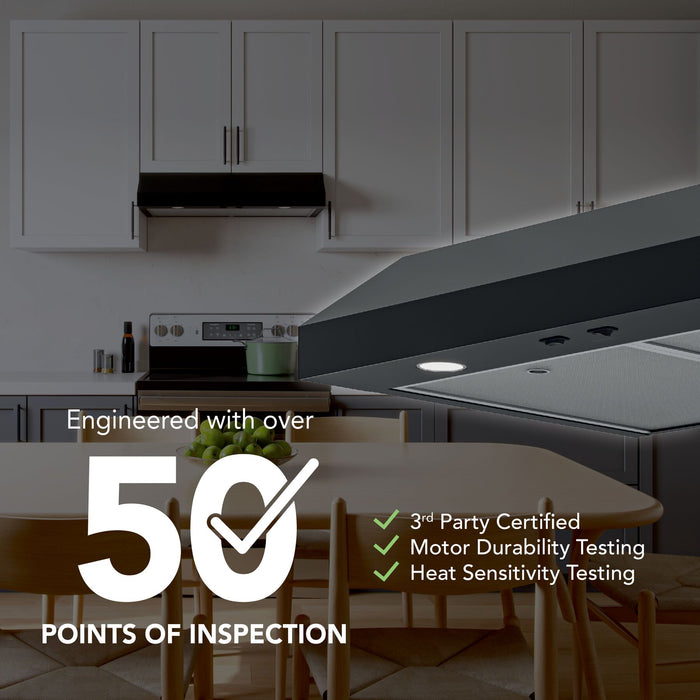 Broan-NuTone Glacier 1 Max 350 CFM 42 Inch Undercabinet Range Hood Black (GLA1423BL)