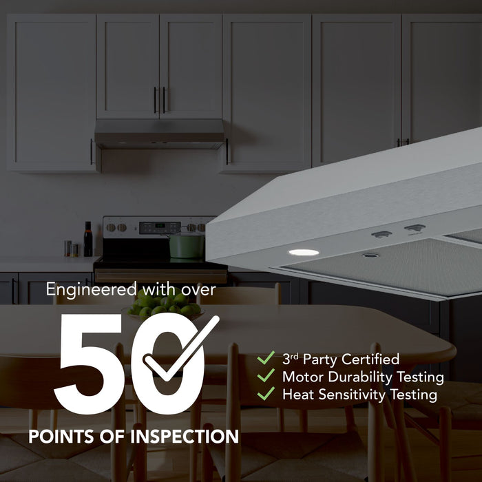 Broan-NuTone Glacier 1 Max 350 CFM 24 Inch Under Cabinet Range Hood Stainless Steel (GLA1243SS)