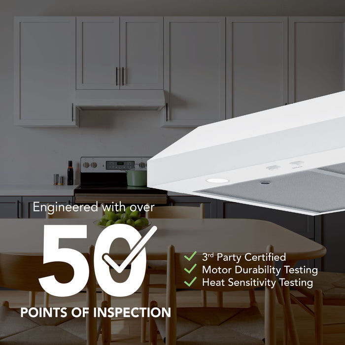 Broan-NuTone Glacier 1 Max 350 CFM 36 Inch Under Cabinet Range Hood White (GLA1363WW)