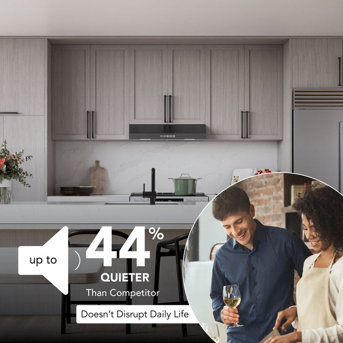 Broan-NuTone Glacier 2 Max 350 CFM 36 Inch Under Cabinet Range Hood Black Stainless Steel (GLA2363BLS)