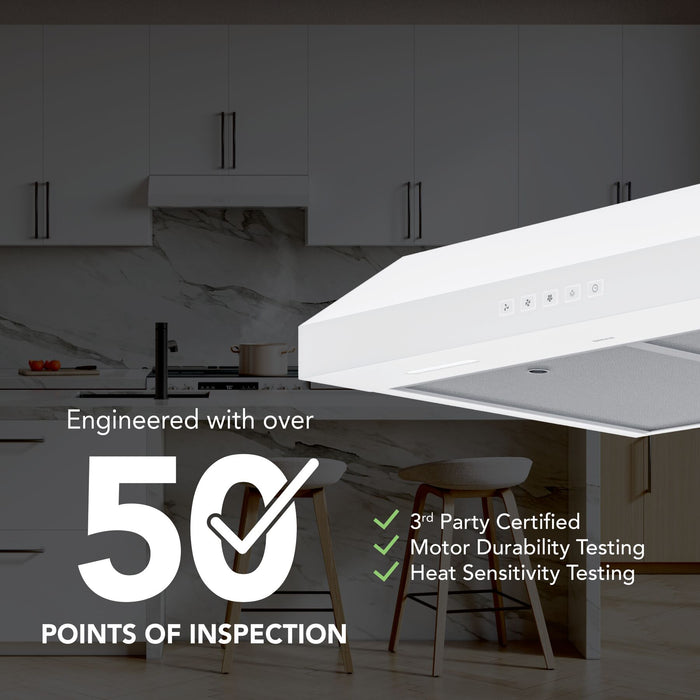 Broan-NuTone Glacier 2 Series 30 Inch Under Cabinet Range Hood 350 CFM LED White (GLA2303WW)