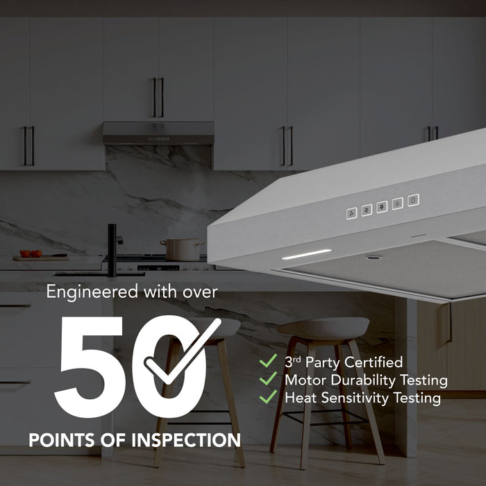 Broan-NuTone Glacier 36 Inch Range Hood 350 MAX Blower CFM 1.5 Sones Stainless Steel (GLA2363SS)