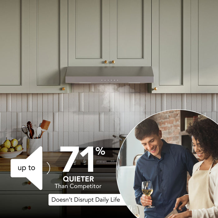 Broan-NuTone Glacier 30 Inch Range Hood 490 MAX Blower CFM 1.1 Sones Stainless Steel (GLA3304SS)