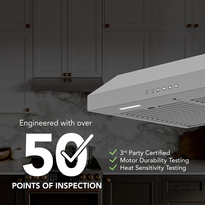Broan-NuTone Glacier 30 Inch Range Hood 490 MAX Blower CFM 1.1 Sones Stainless Steel (GLA3304SS)