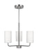 Generation Lighting Rhett 3-Light Chandelier In Brushed Steel With Painted White Inside Glass Shades (GLC1003BS)