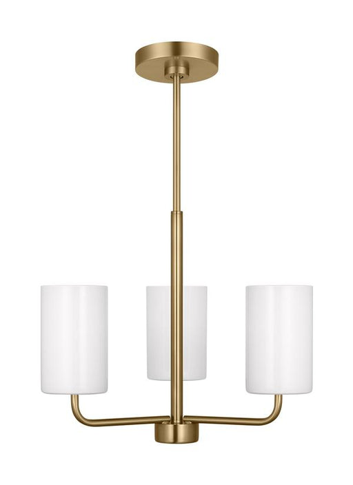 Generation Lighting Rhett 3-Light Chandelier In Satin Bronze With Painted White Inside Glass Shades (GLC1003SB)