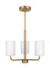 Generation Lighting Rhett 3-Light Chandelier In Satin Bronze With Painted White Inside Glass Shades (GLC1003SB)