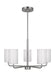 Generation Lighting Rhett 5-Light Chandelier In Brushed Steel With Painted White Inside Glass Shades (GLC1015BS)