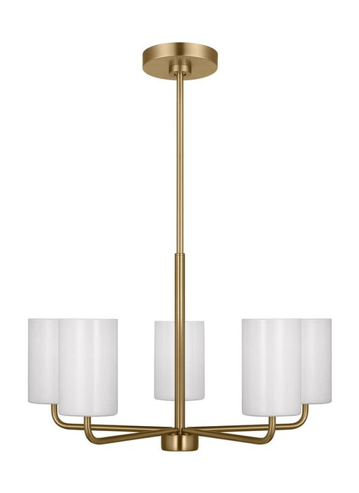 Generation Lighting Rhett 5-Light Chandelier In Satin Bronze With Painted White Inside Glass Shades (GLC1015SB)