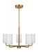 Generation Lighting Rhett 5-Light Chandelier In Satin Bronze With Painted White Inside Glass Shades (GLC1015SB)