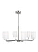 Generation Lighting Rhett 6-Light Chandelier In Brushed Steel With Painted White Inside Glass Shades (GLC1026BS)