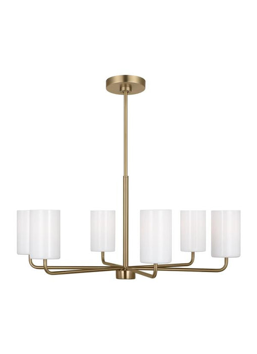 Generation Lighting Rhett 6-Light Chandelier In Satin Bronze With Painted White Inside Glass Shades (GLC1026SB)