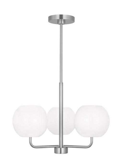 Generation Lighting Rory 3-Light Chandelier In Brushed Steel With Opal Glass Shades (GLC1043BS)