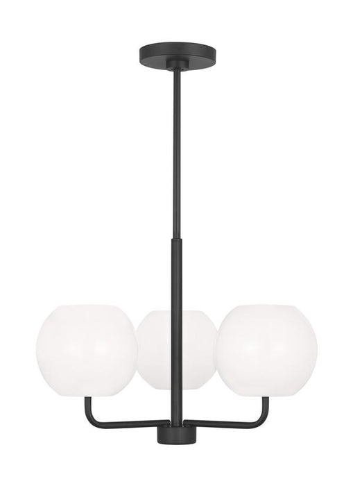 Generation Lighting Rory 3-Light Chandelier In Midnight Black With Opal Glass Shades (GLC1043MBK)