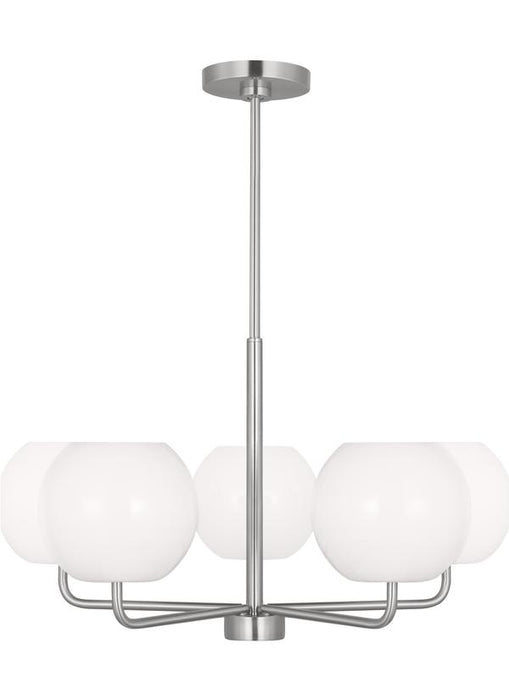 Generation Lighting Rory 5-Light Chandelier In Brushed Steel With Opal Glass Shades (GLC1055BS)