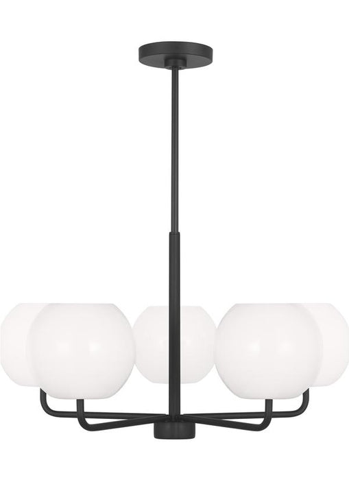 Generation Lighting Rory 5-Light Chandelier In Midnight Black With Opal Glass Shades (GLC1055MBK)