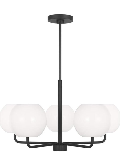 Generation Lighting Rory 5-Light Chandelier In Midnight Black With Opal Glass Shades (GLC1055MBK)