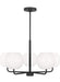 Generation Lighting Rory 5-Light Chandelier In Midnight Black With Opal Glass Shades (GLC1055MBK)