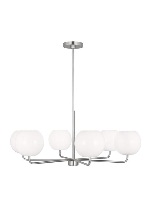 Generation Lighting Rory 6-Light Chandelier In Brushed Steel With Opal Glass Shades (GLC1066BS)