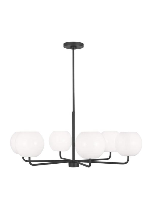 Generation Lighting Rory 6-Light Chandelier In Midnight Black With Opal Glass Shades (GLC1066MBK)