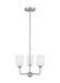 Generation Lighting Emile 3-Light Chandelier In Brushed Steel With Etched White Glass Shades (GLC1073BS)