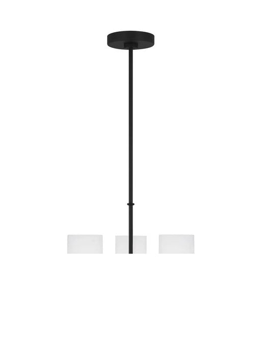 Generation Lighting Emile 3-Light Chandelier In Midnight Black With Etched White Glass Shades (GLC1073MBK)