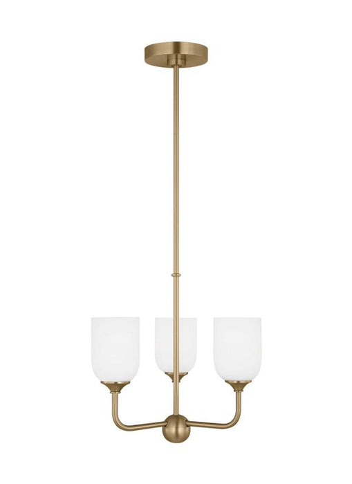 Generation Lighting Emile 3-Light Chandelier In Satin Bronze With Etched White Glass Shades (GLC1073SB)