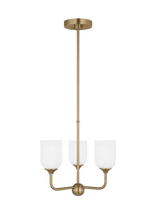 Generation Lighting Emile 3-Light Chandelier In Satin Bronze With Etched White Glass Shades (GLC1073SB)