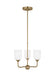 Generation Lighting Emile 3-Light Chandelier In Satin Bronze With Etched White Glass Shades (GLC1073SB)