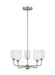 Generation Lighting Emile 5-Light Chandelier In Brushed Steel With Etched White Glass Shades (GLC1085BS)