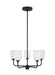 Generation Lighting Emile 5-Light Chandelier In Midnight Black With Etched White Glass Shades (GLC1085MBK)