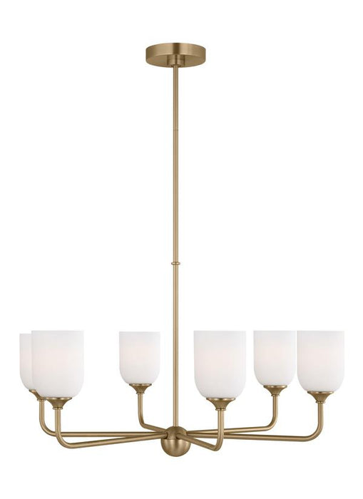 Generation Lighting Emile 6-Light Chandelier In Satin Bronze With Etched White Glass Shades (GLC1096SB)