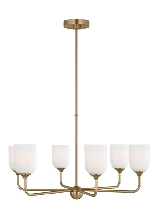 Generation Lighting Emile 6-Light Chandelier In Satin Bronze With Etched White Glass Shades (GLC1096SB)